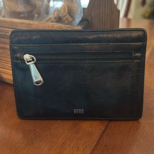 Hobo Euro Slide Card Case in polished black leather